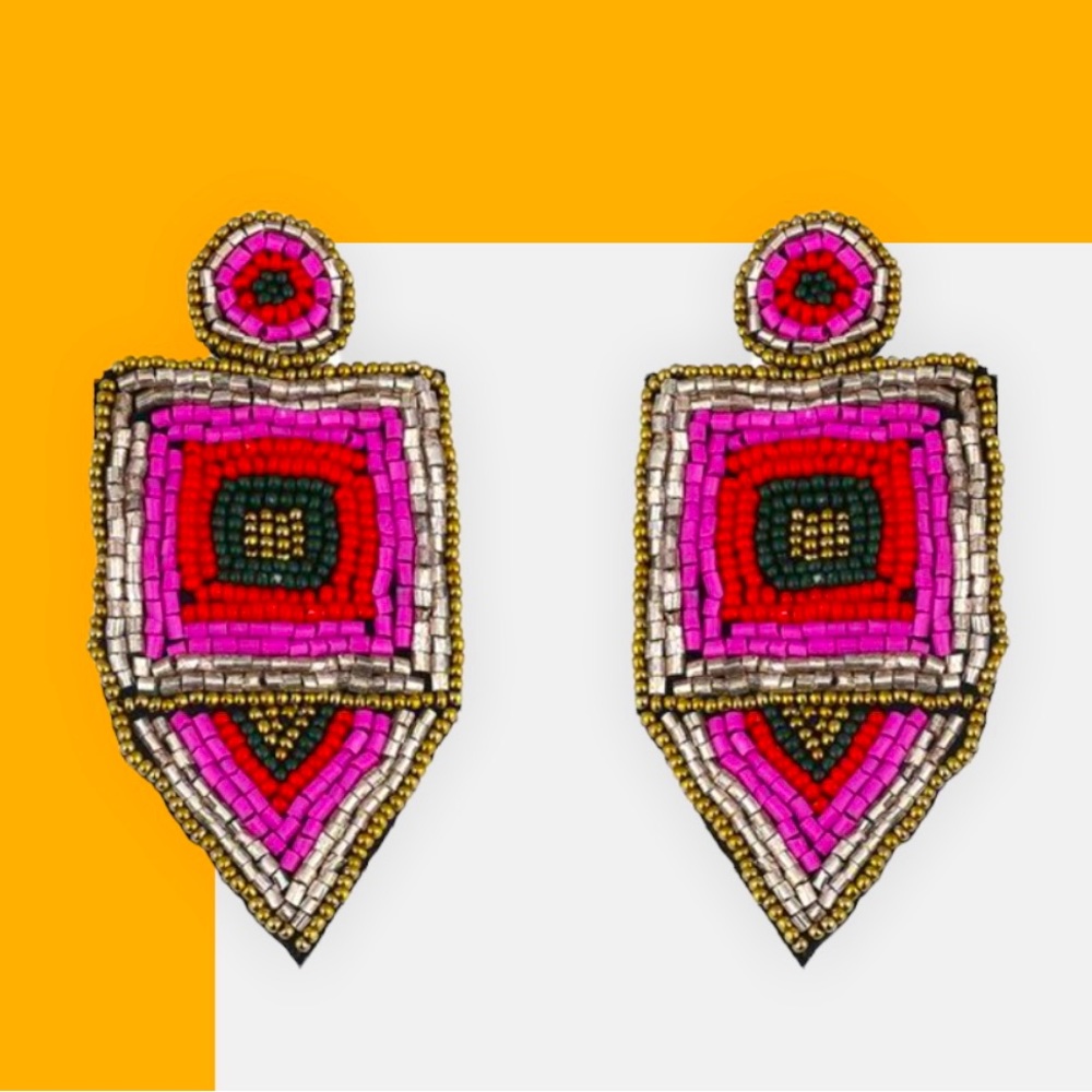 Pink Beaded Earrings